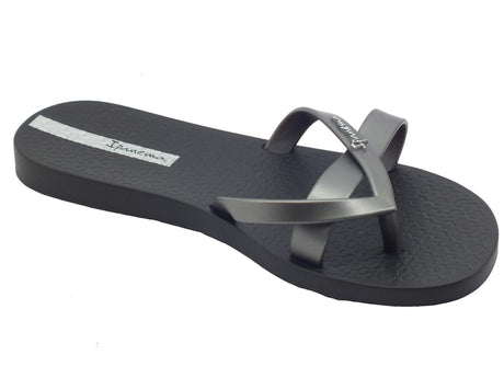 Ipanema Ipanema 81805 Kirei Black Silver Infradito con zeppa bassa per Donna in gomma Black Silver