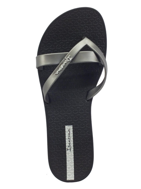Ipanema Ipanema 81805 Kirei Black Silver Infradito con zeppa bassa per Donna in gomma Black Silver