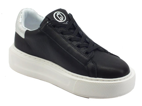 LIU JO LIUJO BA2065 Kylie Calf Leather Black Sneakers sportive per Donna in pelle zeppa bassa Black