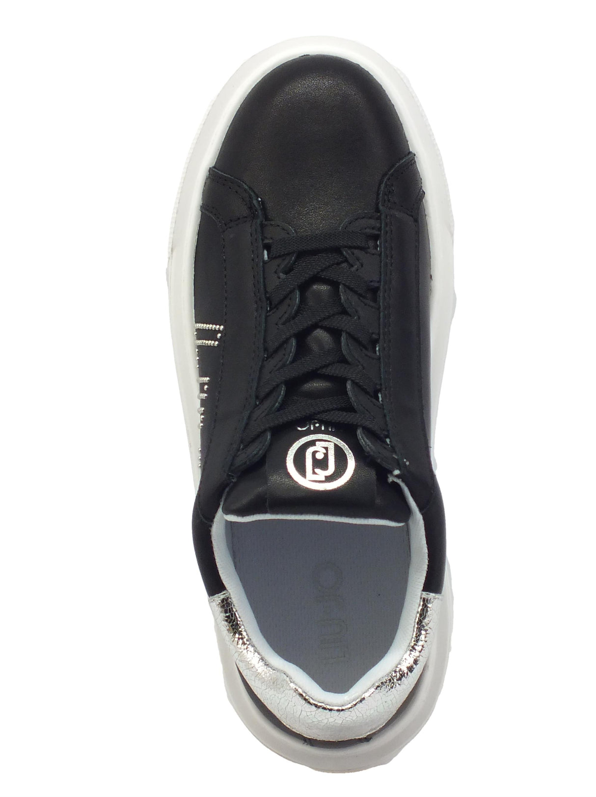 LIU JO LIUJO BA2065 Kylie Calf Leather Black Sneakers sportive per Donna in pelle zeppa bassa Black