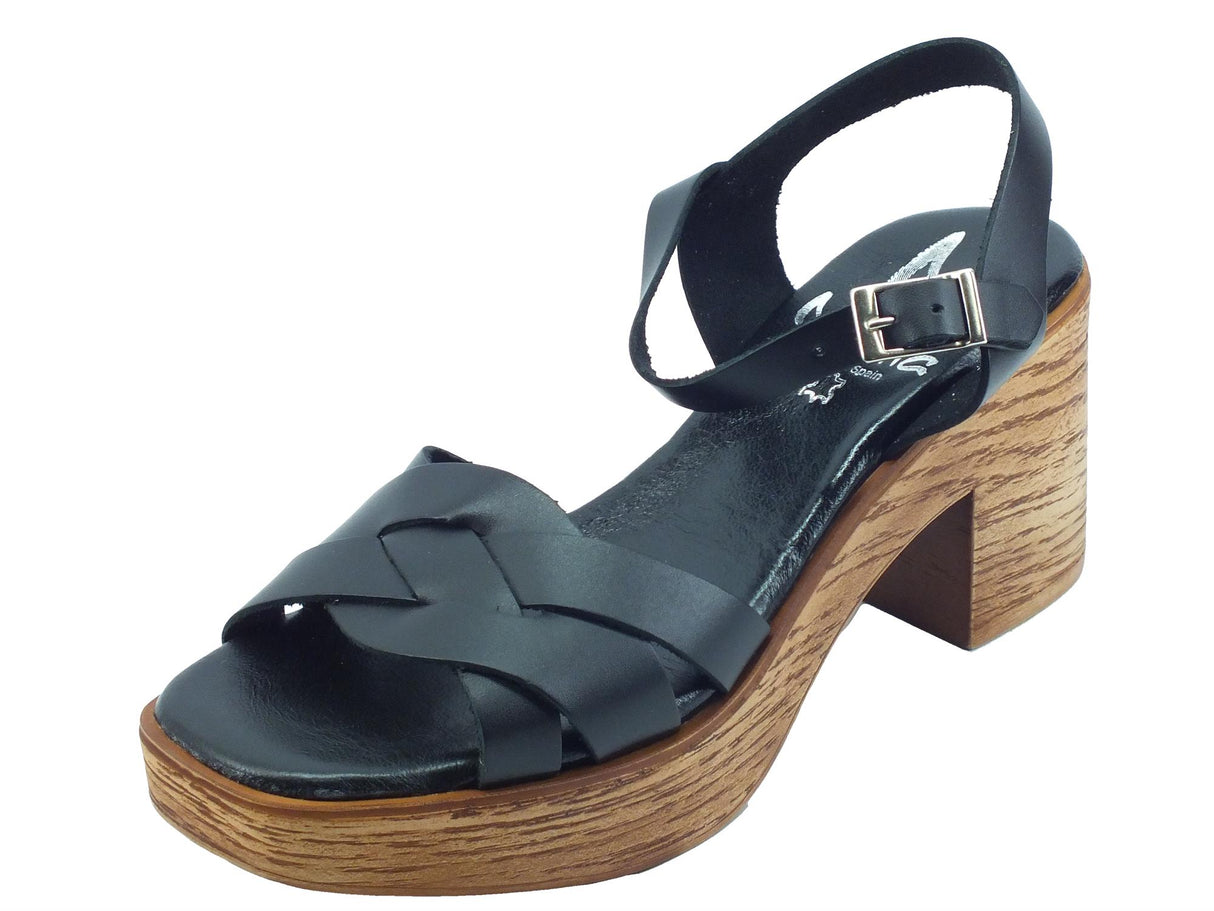 Marila Marila 1731 O Negro Sandali per Donna in pelle tacco alto con fibietta Negro