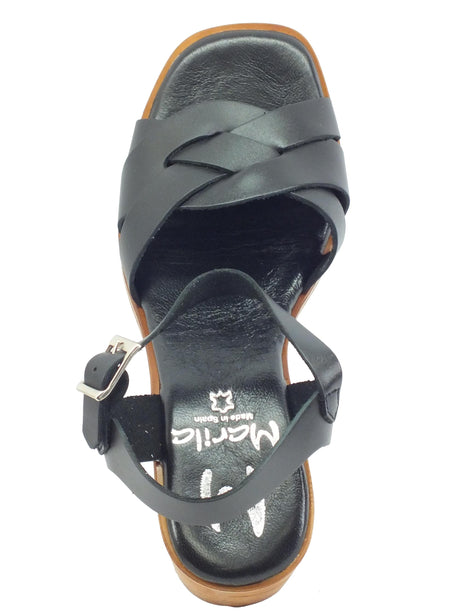 Marila Marila 1731 O Negro Sandali per Donna in pelle tacco alto con fibietta Negro