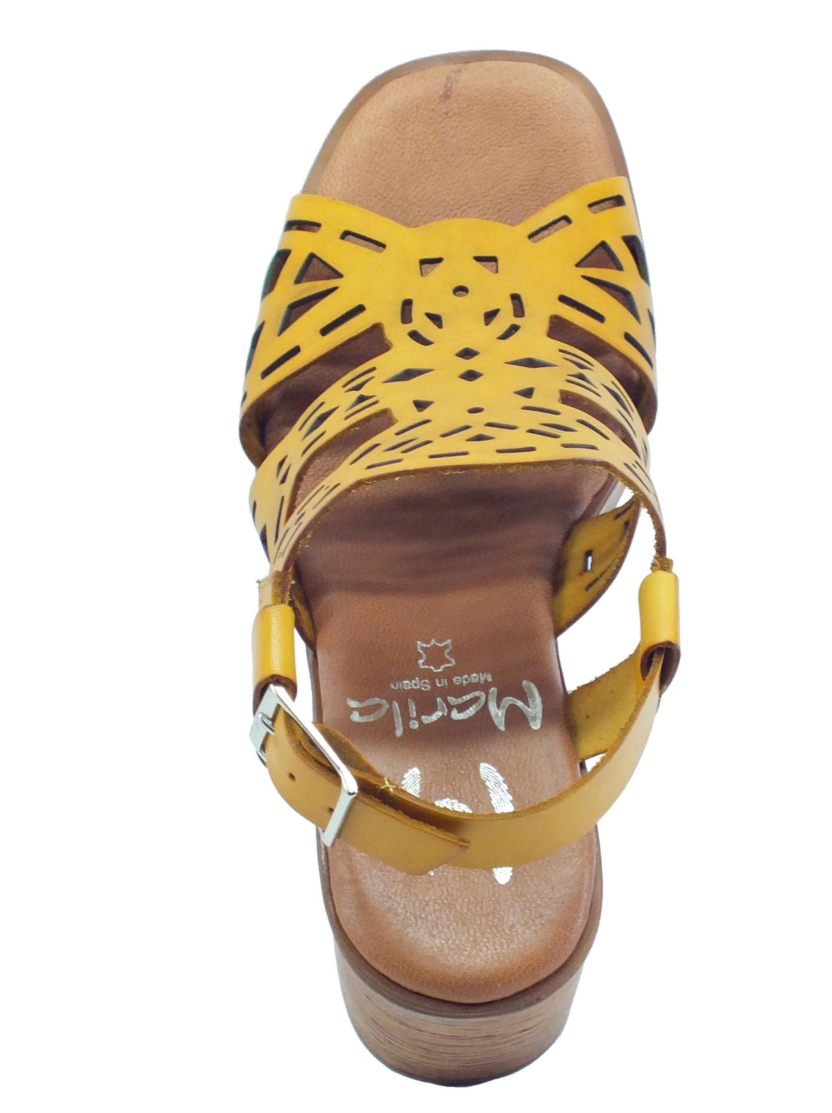 Marila Marila 1734 O Panama Sandali per Donna in pelle laserata gialla tacco alto con fibietta Panama