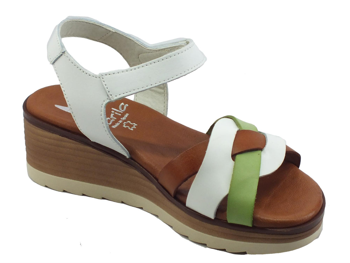 Marila Marila 1746 BL Multiblanco Sandali per Donna in pelle zeppa alta con chiusura a strappo Multiblanco