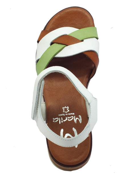 Marila Marila 1746 BL Multiblanco Sandali per Donna in pelle zeppa alta con chiusura a strappo Multiblanco