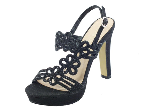 Menbur Menbur 22992 Black Sandali eleganti per Donna con strass nero tacco alto e plateau Black
