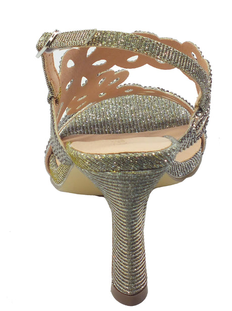 Menbur Menbur 22993 Grey Sandali eleganti per Donna in tessuto strass grigio cangiante Grey