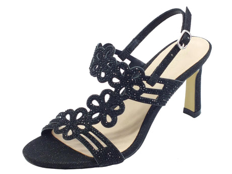 Menbur Menbur 22993 Black Sandali eleganti per Donna in tessuto strass Black