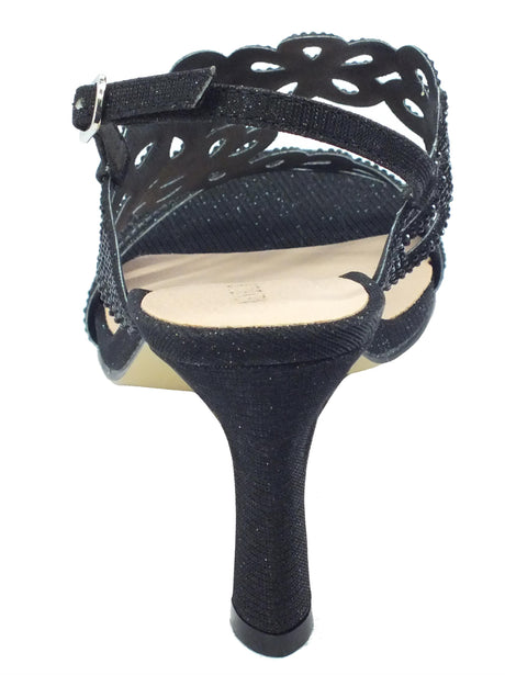 Menbur Menbur 22993 Black Sandali eleganti per Donna in tessuto strass Black