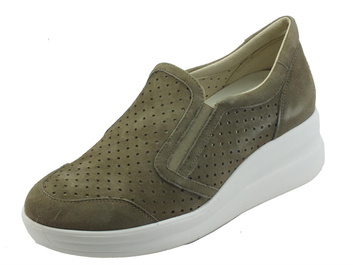 Melluso Melluso R20243 Silvy Salvia Mocassini Confort per Donna in nabuk con elastico Salvia