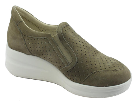 Melluso Melluso R20243 Silvy Salvia Mocassini Confort per Donna in nabuk con elastico Salvia