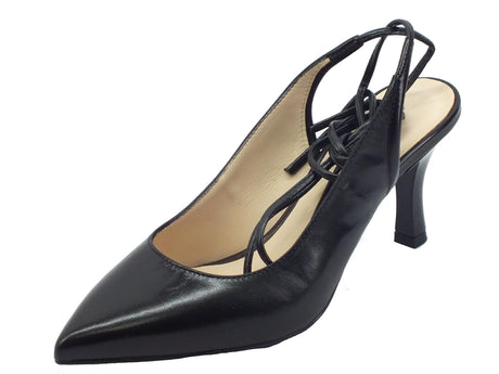 Nero Giardini NeroGiardini E218343DE Nappa Nero Sandalo elegante allaccio alla schiava per Donna in pelle Nero