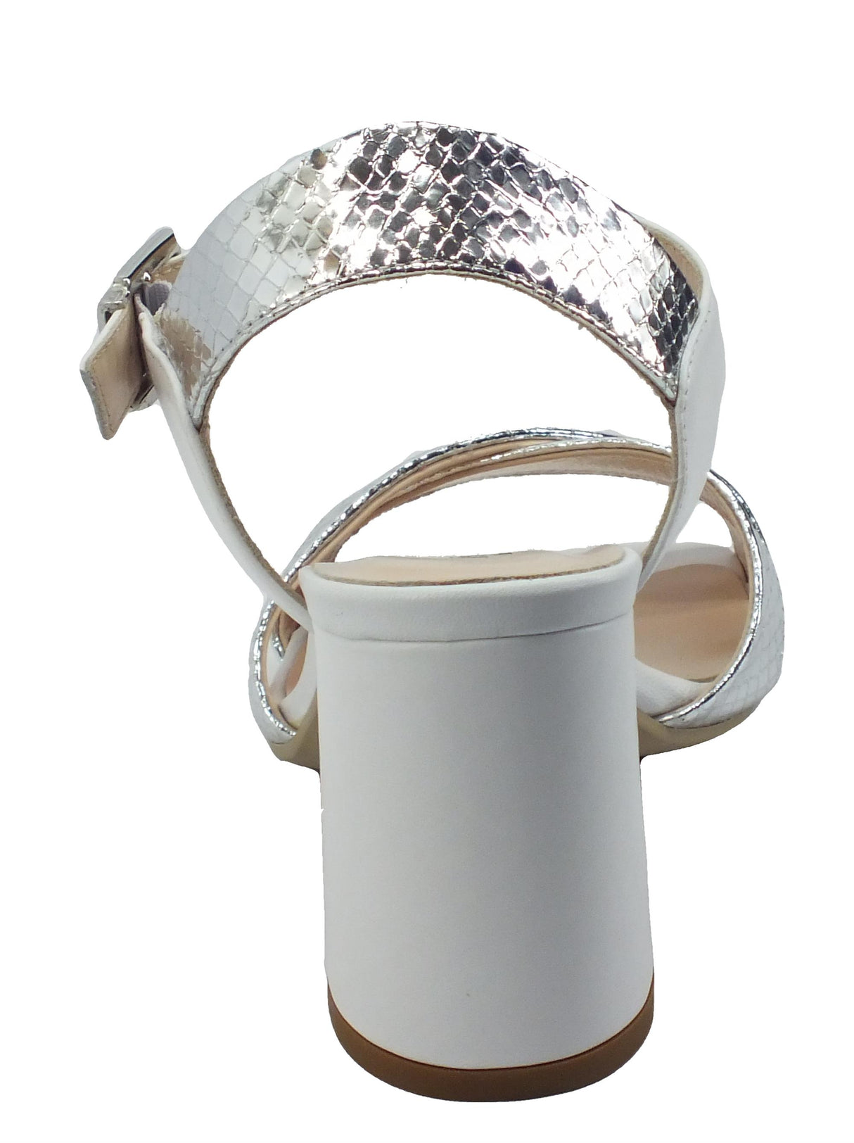 Nero Giardini NeroGiardini E218451DE Blade Vipera Nappa Bianco Sandali per Donna pelle tacco alto punta piatta Bianco Argento