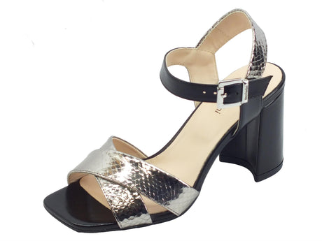 Nero Giardini NeroGiardini E218451DE Blade Vipera Nappa Nero Sandali per Donna in pelle tacco alto punta piatta Nero