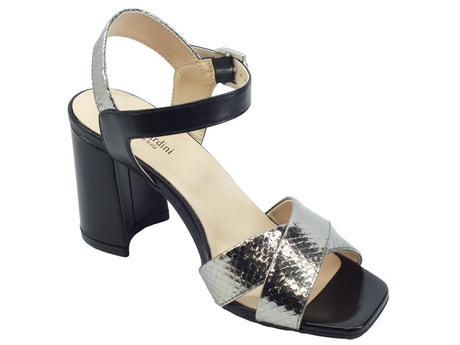 Nero Giardini NeroGiardini E218451DE Blade Vipera Nappa Nero Sandali per Donna in pelle tacco alto punta piatta Nero