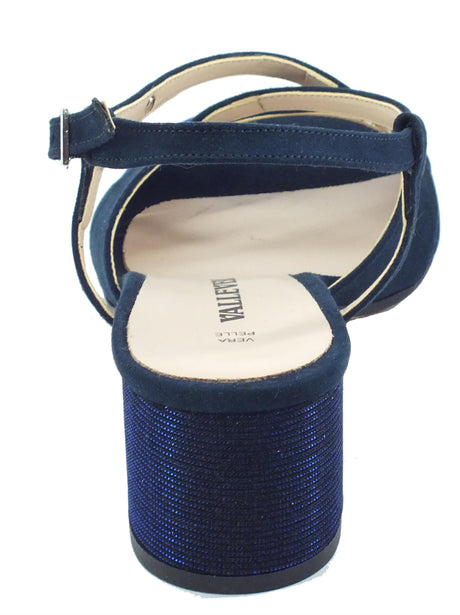 Valleverde Valleverde 28216 Blu Sandali eleganti con tacco per donna in tessuto Blu
