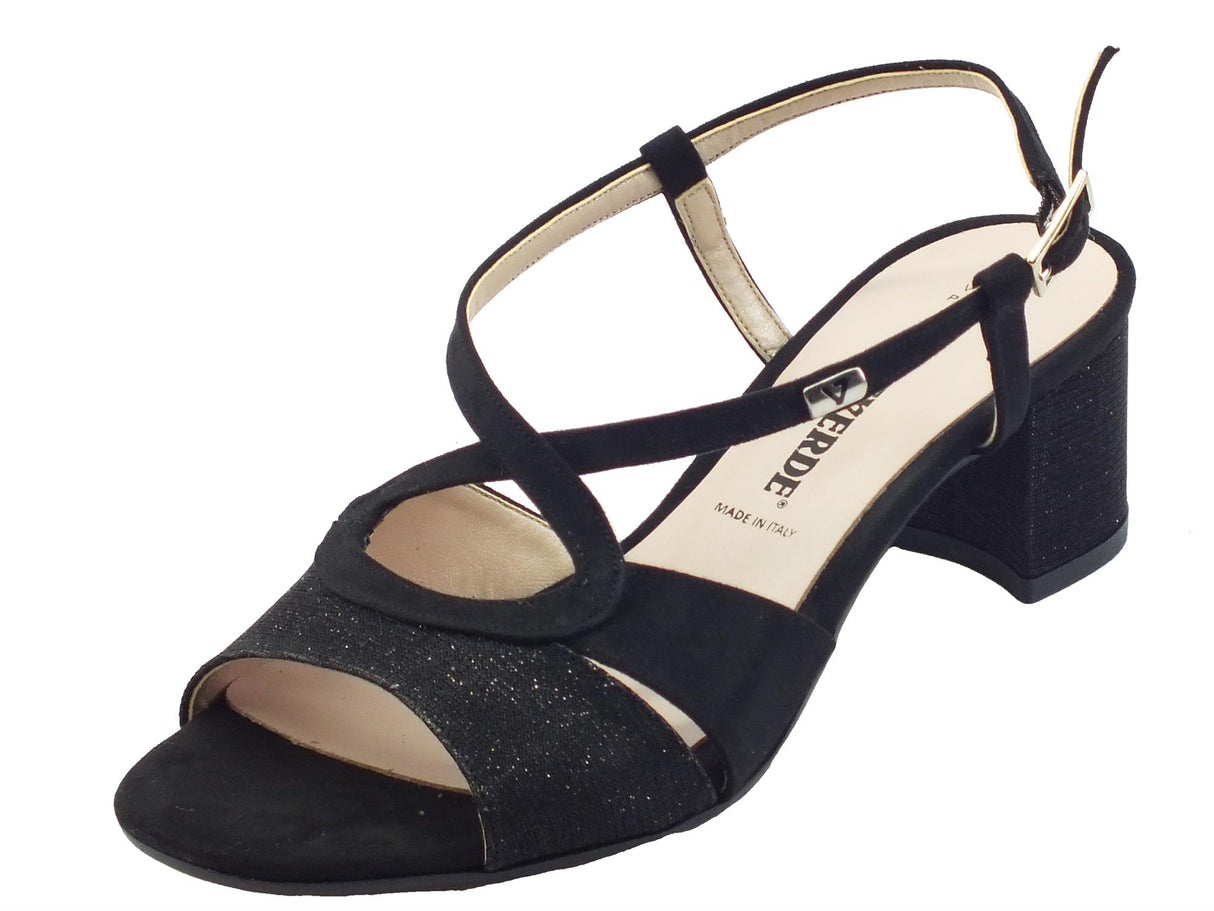 Valleverde Valleverde 28216 Nero Sandali eleganti con tacco per donna in tessuto Nero