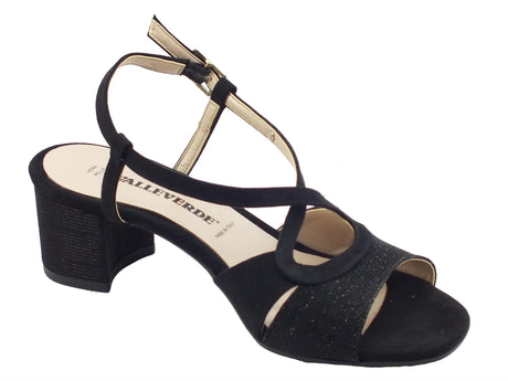 Valleverde Valleverde 28216 Nero Sandali eleganti con tacco per donna in tessuto Nero