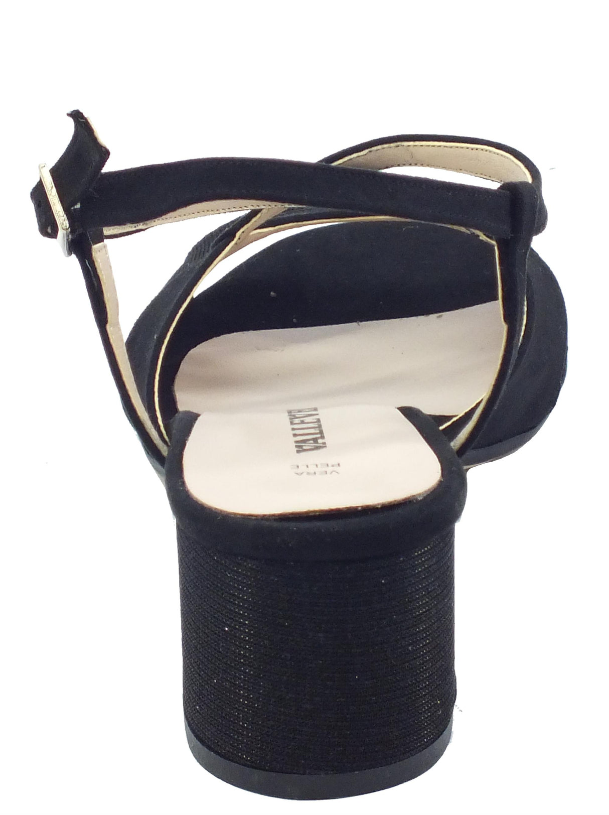 Valleverde Valleverde 28216 Nero Sandali eleganti con tacco per donna in tessuto Nero