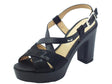 Valleverde Valleverde 32521 Black Sandali con tacco alto e plateau per donna in tessuto ed ecopelle Black