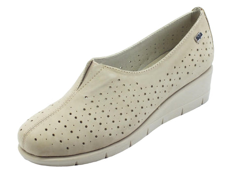 Valleverde Valleverde VS10205 Nabuk Tortora Mocassini con zeppa per donna in pelle Tortora