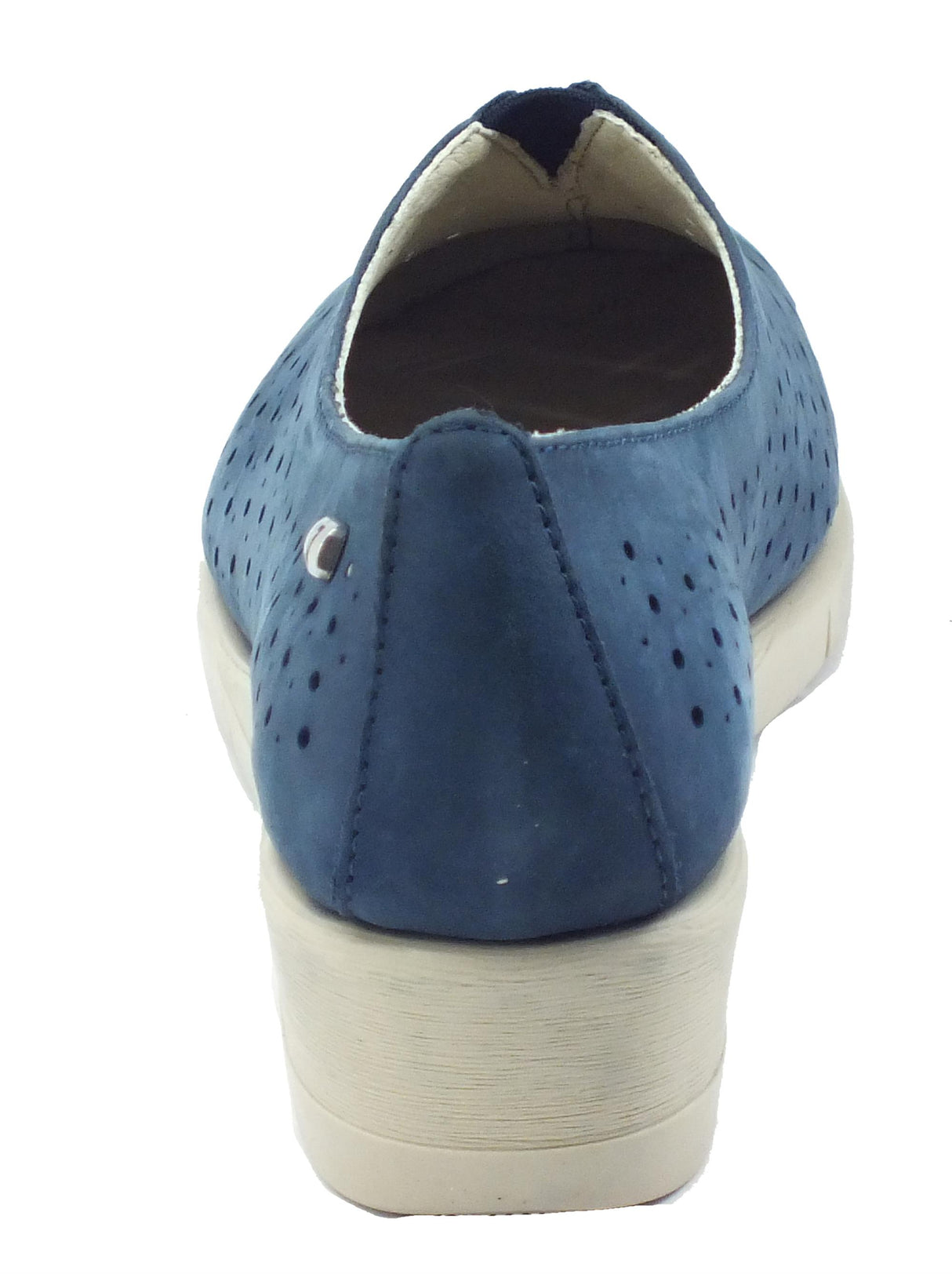 Valleverde Valleverde VS10205 Nabuk Avio Mocassini con zeppa per donna in pelle blu Nabuk Avio