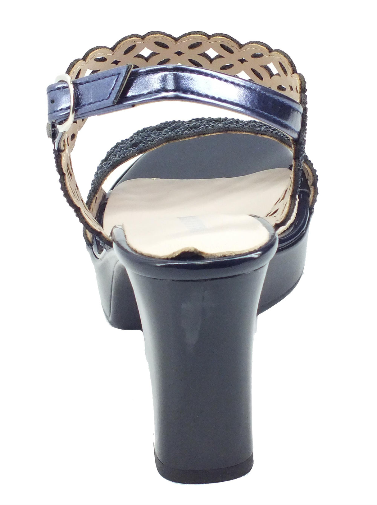 Valleverde Valleverde 45380 Bleu Sandali con tacco alto e plateau per donna in ecopelle e brillanti Bleu