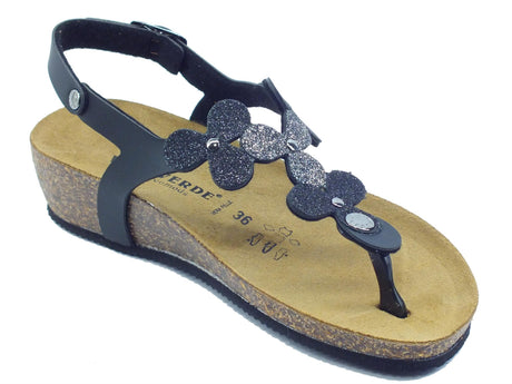 Valleverde Valleverde G512276 Nero Infradito con zeppa per Donna ecopelle Nero