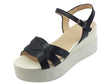 Wonders Wonders B-7511 Pergamena Negro Off Sandali per Donna in pelle nera con zeppa alta Negro Off