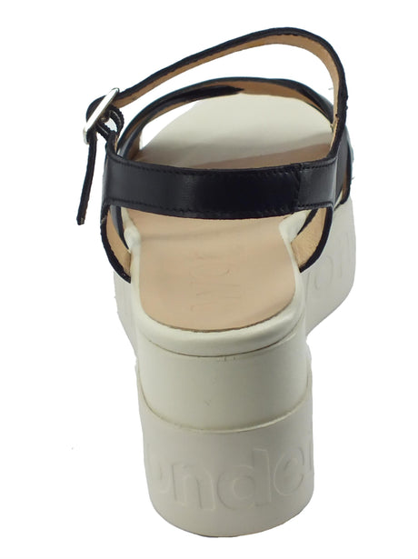Wonders Wonders B-7511 Pergamena Negro Off Sandali per Donna in pelle nera con zeppa alta Negro Off