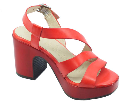 Wonders Wonders L-1011 Pergamena Rojo Sandali per Donna in pelle con tacco alto e plateau Rojo