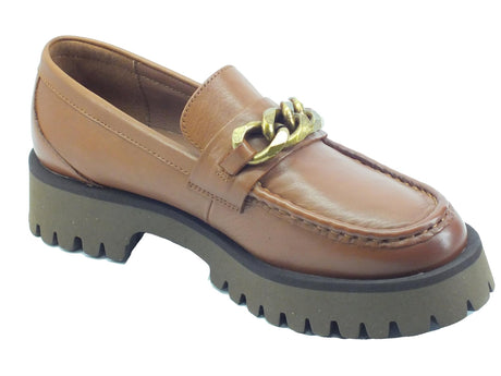 Carmela Carmela 160358 Z. Piel Camel Mocassini Classici per Donna in pelle con tacco Piel Camel