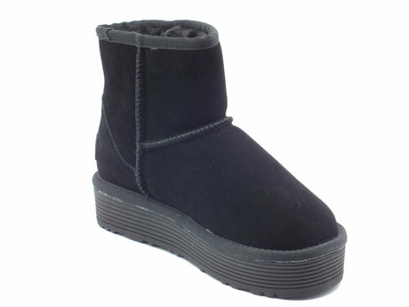 CafèNoir CAFèNOIR DR6017 Nero Mammut per Donna in nabuk con ecopellicciotto e zeppa alta Nero