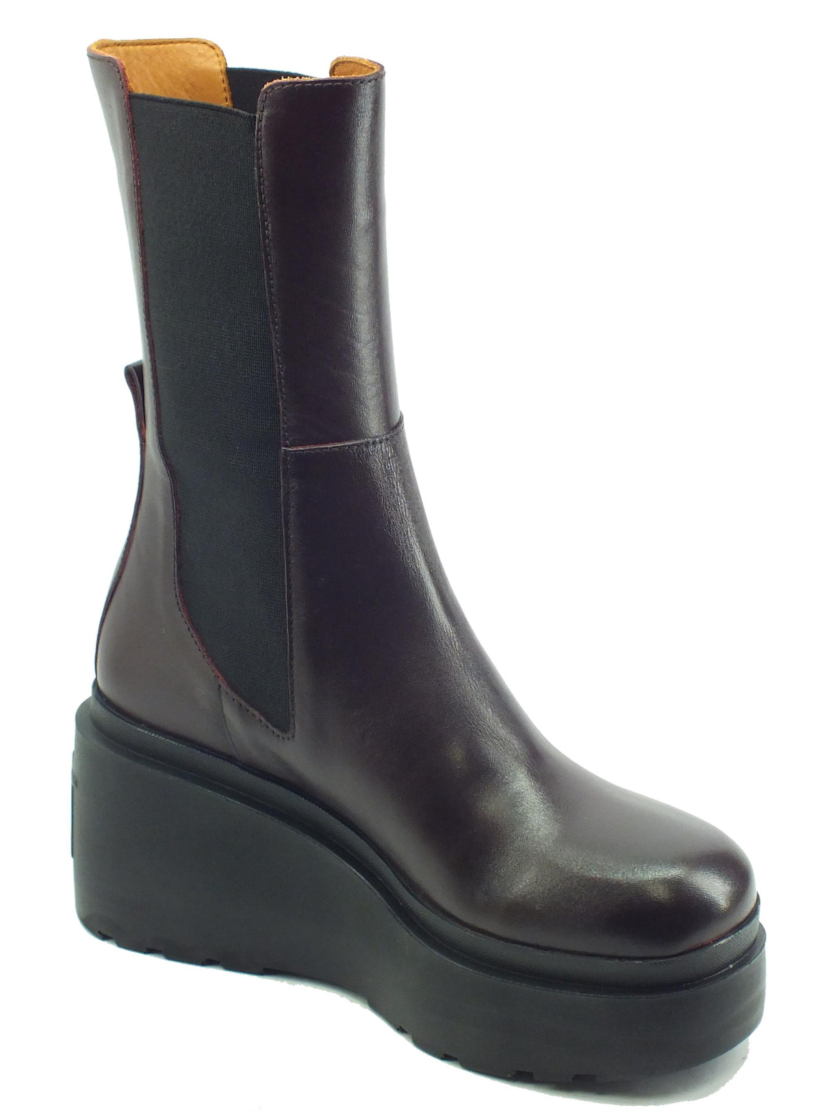 CafèNoir CAFèNOIR HB1030 Bordeaux Stivali per Donna in pelle con doppio elastico e zeppona Bordeaux