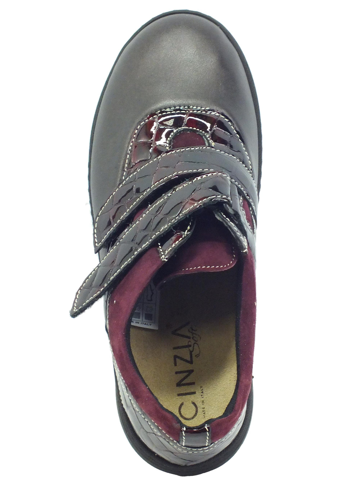 Cinzia Soft Cinzia Soft IM52027VV Bordò Sneakers Confort per Donna in pelle con doppia chiusura strappo Bordò