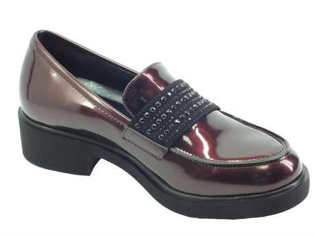 Cinzia Soft Cinzia Soft MM844368 Bordò Mocassini per Donna in ecopelle vernicitata lucida con tacco Bordò