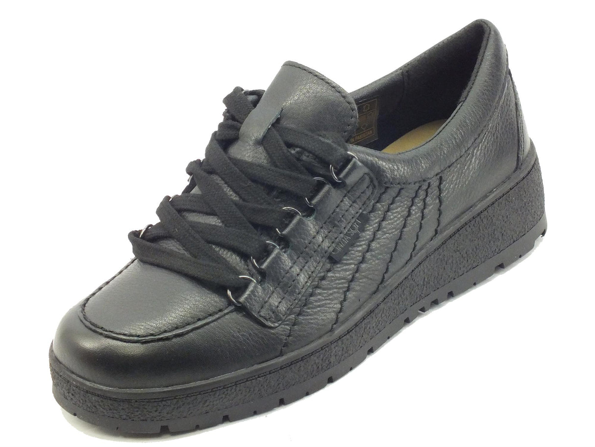 Cinzia Soft Cinzia Soft IV15417 Black Sneakers Confort per Donna in pelle con zeppa bassa nero