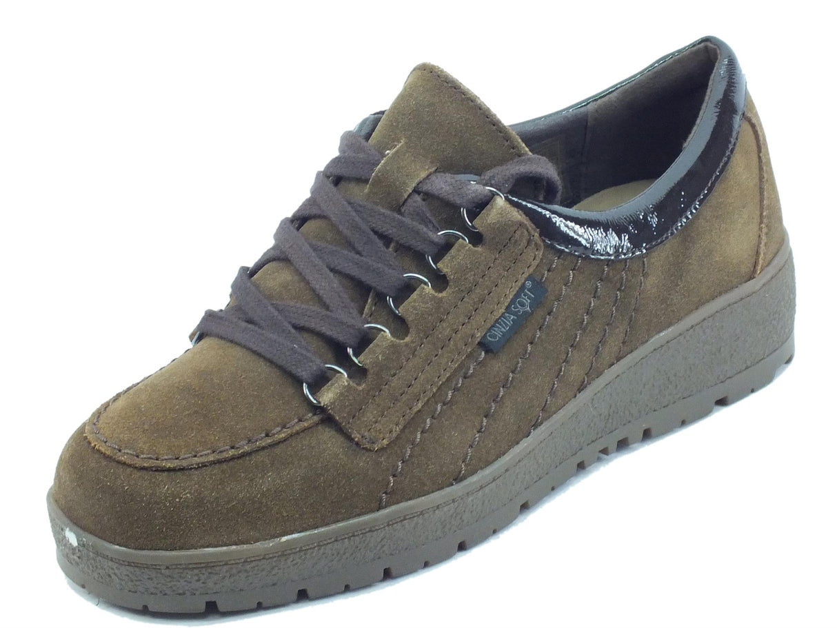 Cinzia Soft Cinzia Soft IV15417 T. di Moro Sneakers Confort per Donna in pelle con zeppa bassa T. di Moro