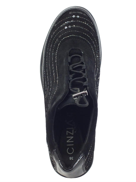 Cinzia Soft Cinzia Soft IV17999 Black Sneakers Confort per Donna in nabuk con zeppa alta nero
