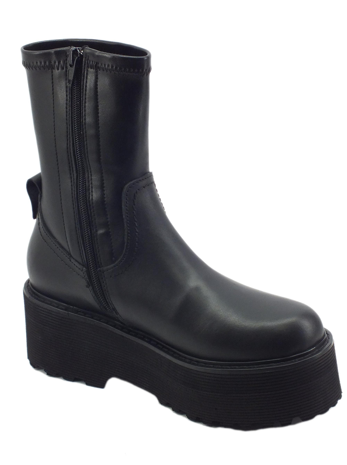 CULT Cult CLW352200 Axl Black Stivali per Donna in pelle e tessuto elasticizzato nero