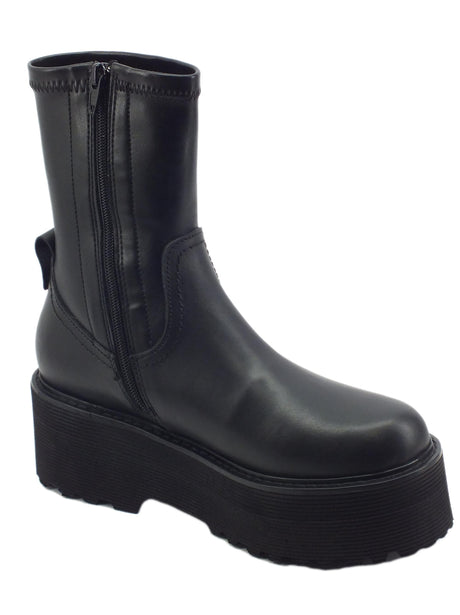 CULT Cult CLW352200 Axl Black Stivali per Donna in pelle e tessuto elasticizzato nero