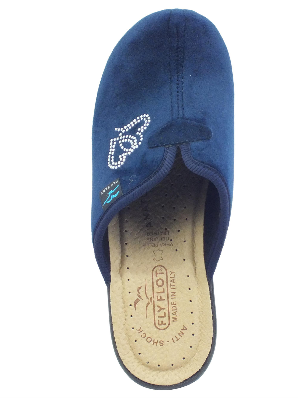 FlyFlot FlyFlot l8 r31 PE Blu Pantofole per Donna in tessuto vellutato con cuori sottopiede in pelle Blu