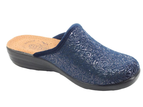 FlyFlot FlyFlot P3 N94 6E Blu Pantofole per Donna in tessuto satinato con sottopiede in pelle Blu