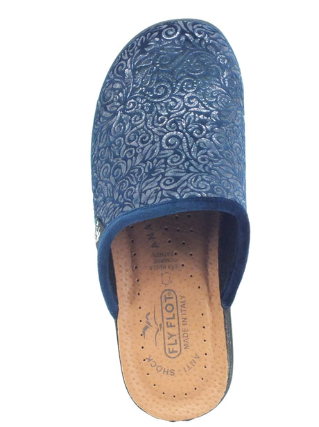 FlyFlot FlyFlot P3 N94 6E Blu Pantofole per Donna in tessuto satinato con sottopiede in pelle Blu
