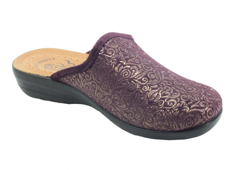 FlyFlot FlyFlot P3 N94 6E Prugna Pantofole per Donna in tessuto satinato con sottopiede in pelle Prugna