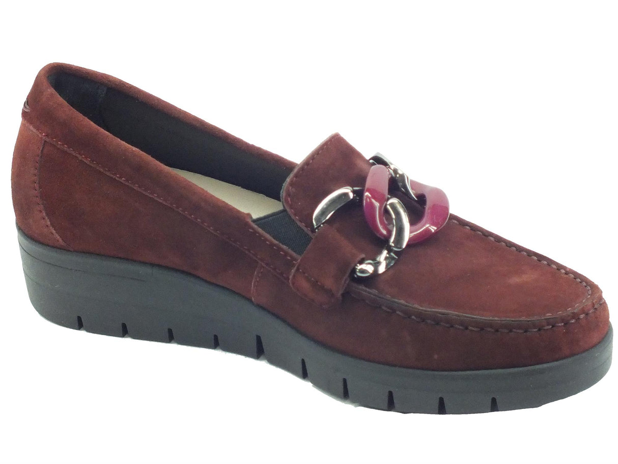 Grunland Grunland TAFA SC5601 Bordò Mocassini Classici per Donna in pelle scamosciata zeppa media bordò
