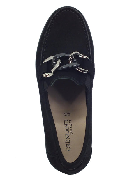 Grunland Grunland TAFA SC5601 Nero Mocassini Classici per Donna in pelle scamosciata zeppa media nero
