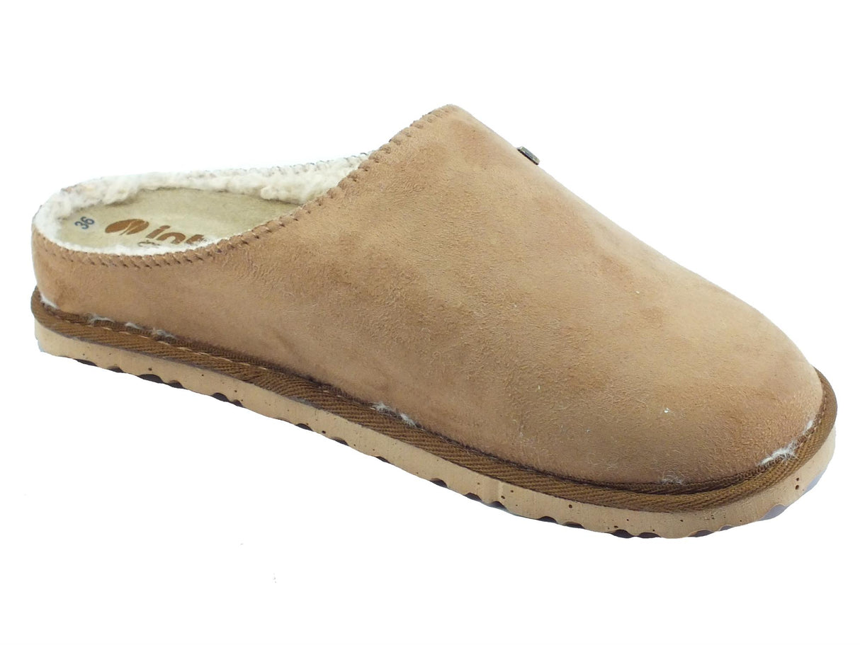 InBlu InBlu CS000034 Camel Pantofole per Donna in tessuto vellutato con sottopiede in nabuk Camel