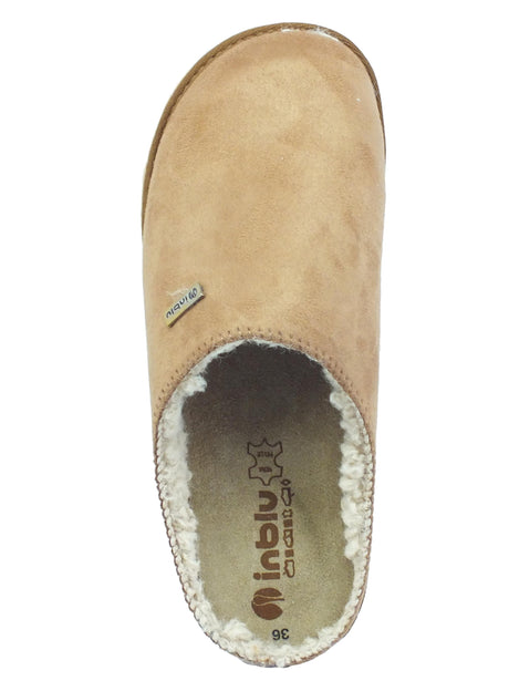 InBlu InBlu CS000034 Camel Pantofole per Donna in tessuto vellutato con sottopiede in nabuk Camel
