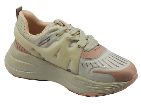 LIU JO LIU JO BF2085 121201 Lycra Phard Sneakers moda per Donna beige e phard con zeppa Lycra Phard